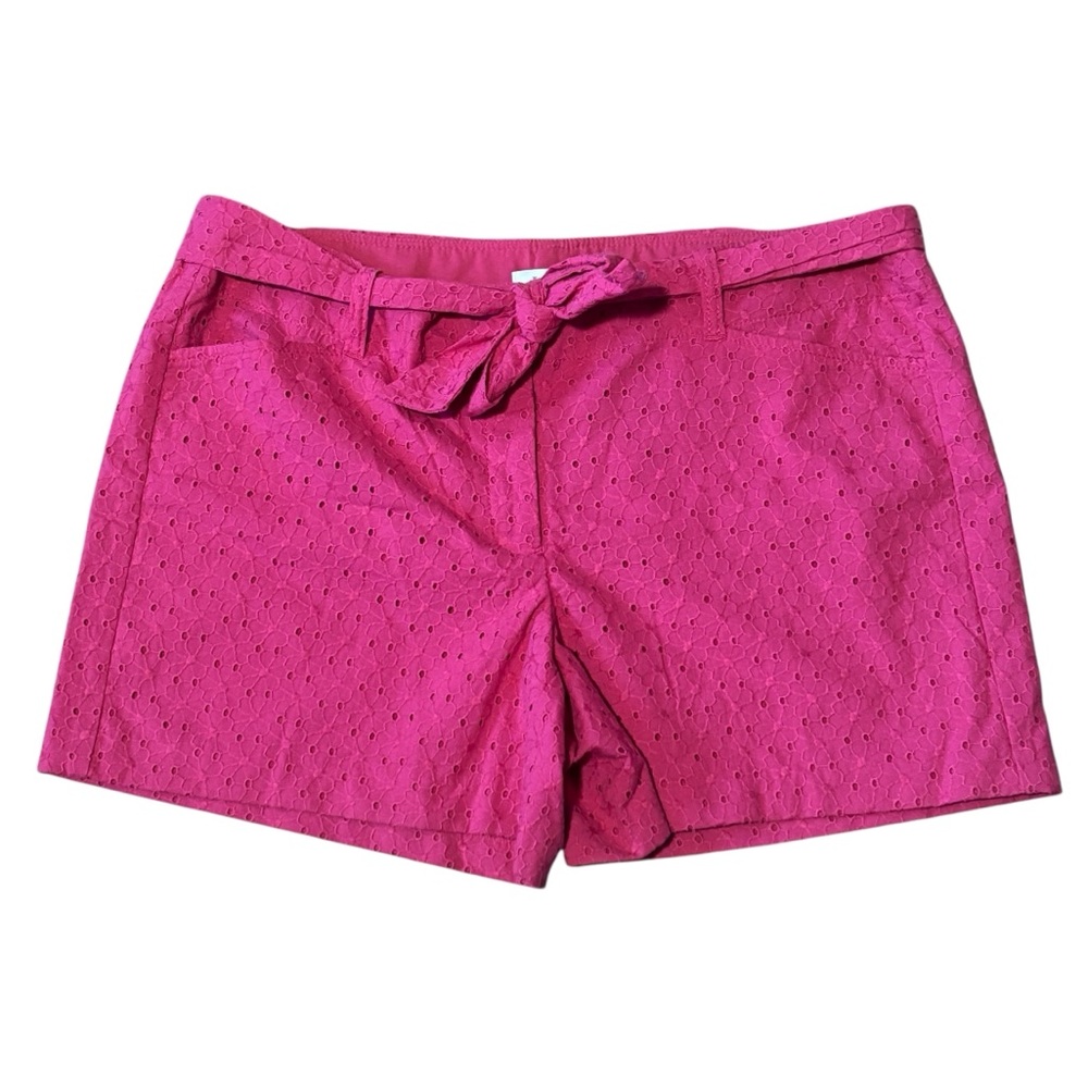 WHBM Fuchsia‎ Pink Eyelet Shorts with Belt - size 12